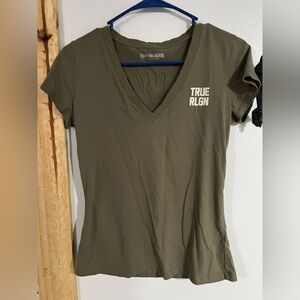 True Religion Khaki V-Neck Women's Tee